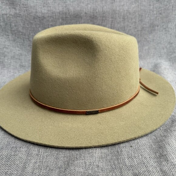 Brixton Wesley~ Unisex Olive 100% Wool Fedora Hat~ Size Medium 7 1/4/ 58cm main image 6